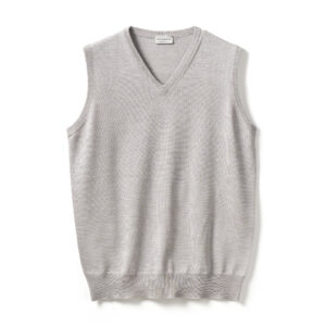 Pullover smanicato scollo a V in lana merino extrafine - Morgano